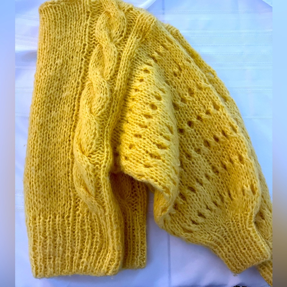 BRIGHT YELLOW Handmade WOOL Sweater